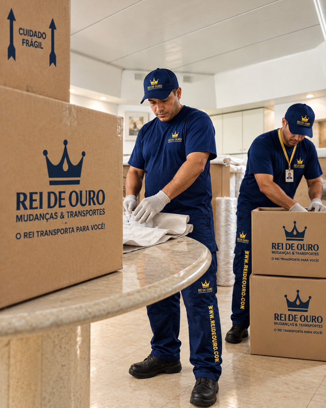 Embalagem profissional e armazenagem segura.